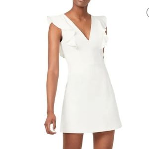 French connection white whisper ruffle minidress